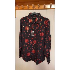 DiBanGu Black and Red Festive Patterned Shirt